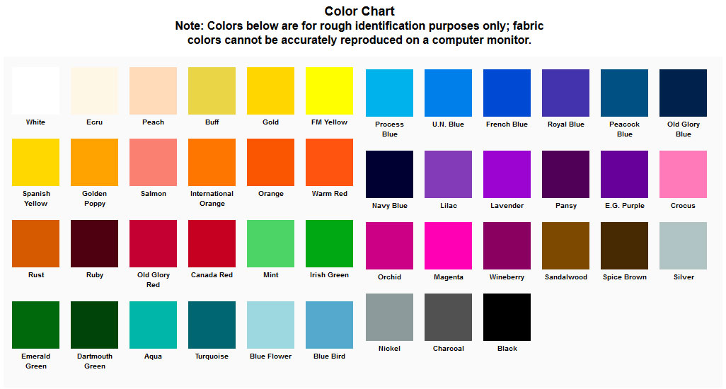 Color Chart - Eagle Flag of America Inc.